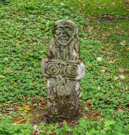 Riasg Buidhe stone, an ancient Celtic Cross, Colonsay House Gardens